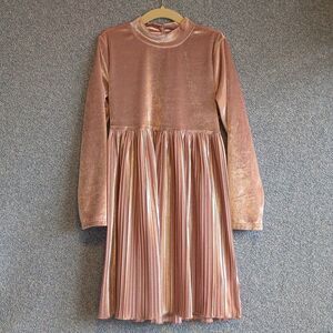 Wonder Nation Girls Size S (6/6X) Vintage Pink Velour Pleated Midi Dress
